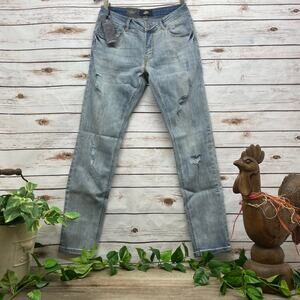 Men's Z ZLZ Distressed Skinny Fit Denim Blue Jeans 30W NWT 30x32 Ripped Stretch